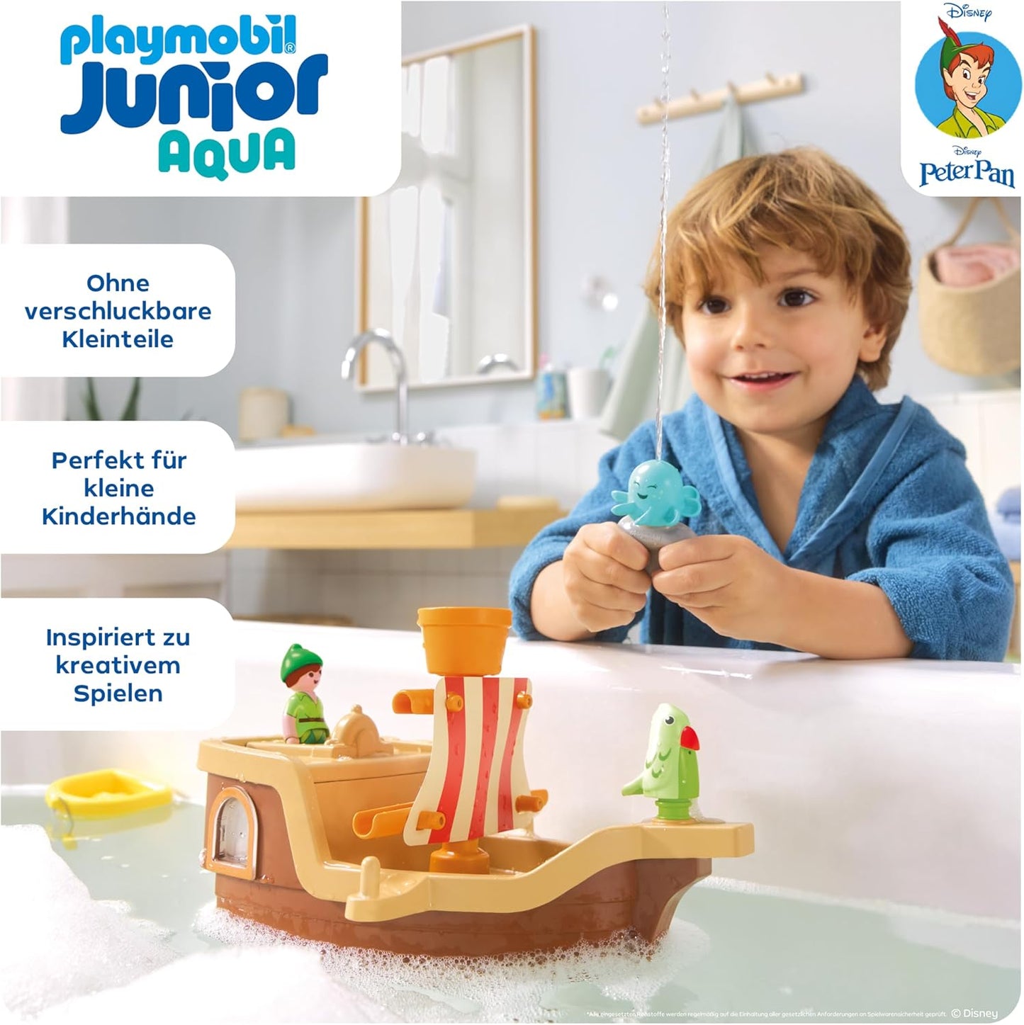 PLAYMOBIL Junior & Disney Peter Pan's Pirate Ship, Sustainable Toy from 1 Year, Gift for Toddlers, Promotes Motor Skills & Role Play, Pirate Ship with Figures & Accessories, 71769