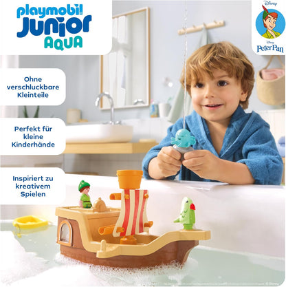 PLAYMOBIL Junior & Disney Peter Pan's Pirate Ship, Sustainable Toy from 1 Year, Gift for Toddlers, Promotes Motor Skills & Role Play, Pirate Ship with Figures & Accessories, 71769