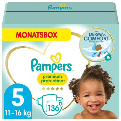 Pampers Premium Protection Größe 6, 144 Windeln, 13kg-18kg, Doppelter Schutz für die Haut und vor Auslaufen