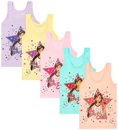 LOREZA ® 5 Mädchen Baumwolle Unterhemden Tank Top Kinder - Gr. 92-170