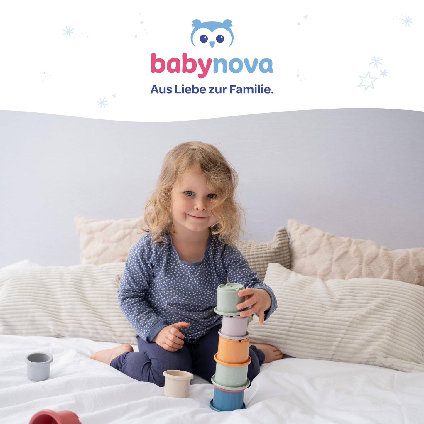 babynova Silikon Schnuller 2er-Set mit Sterilisationsbox - Schnuller Größe 1, 0-6 Monate - kiefergerechter Nuckel – BPA-frei – Made in Germany - Elefanten