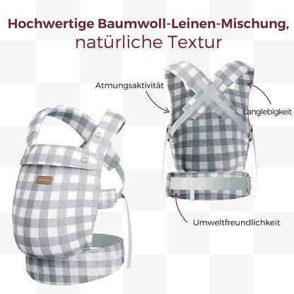 Momcozy Babytrage aus 100% Baumwolle – Baby Carrier für Kleinkind (3-24 Monate, 3,2-20 kg) · Ergonomische M-Position · X-Rücken · Taillengurt 64-127cm, Khaki