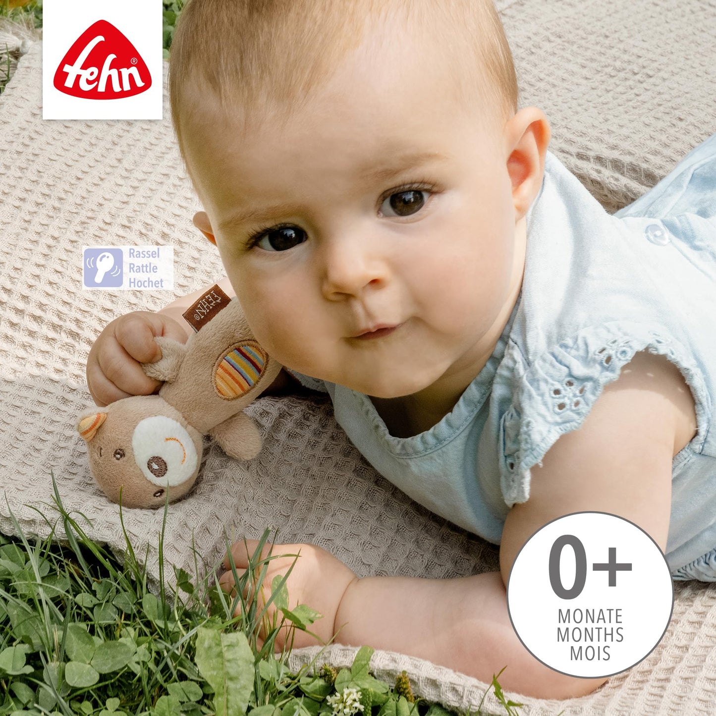 Fehn Mini-Rassel Otter – Mini-Greifling zum Rasseln, Fühlen, Spielen mit kuschelweichem Stoff-Tier – ein treuer Begleiter für Babys und Kleinkinder ab 0+ Monaten