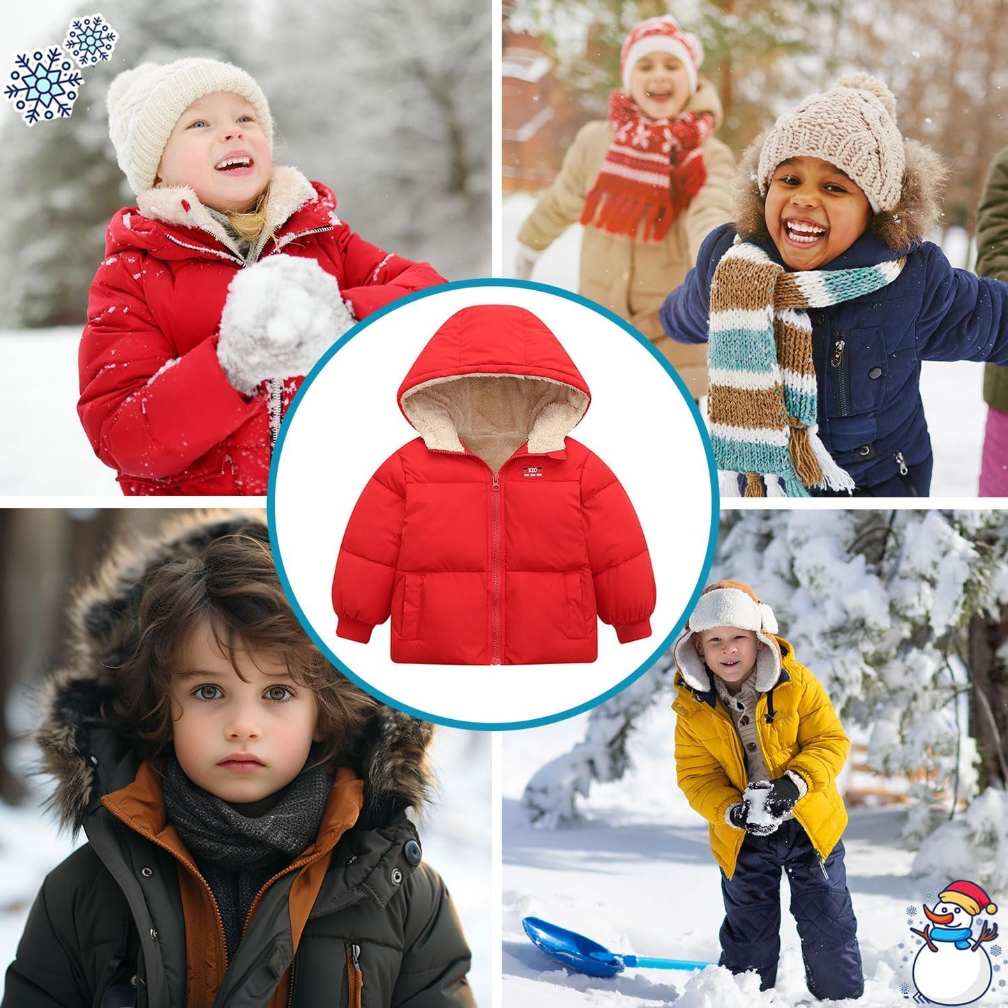 kids4ever Baby Winter Jacket Coat Zip Hooded Jacket Windproof Warm Fleece Outerwear Snowsuit with Two Pockets for Boys Girls 12 Months - 5 Years
