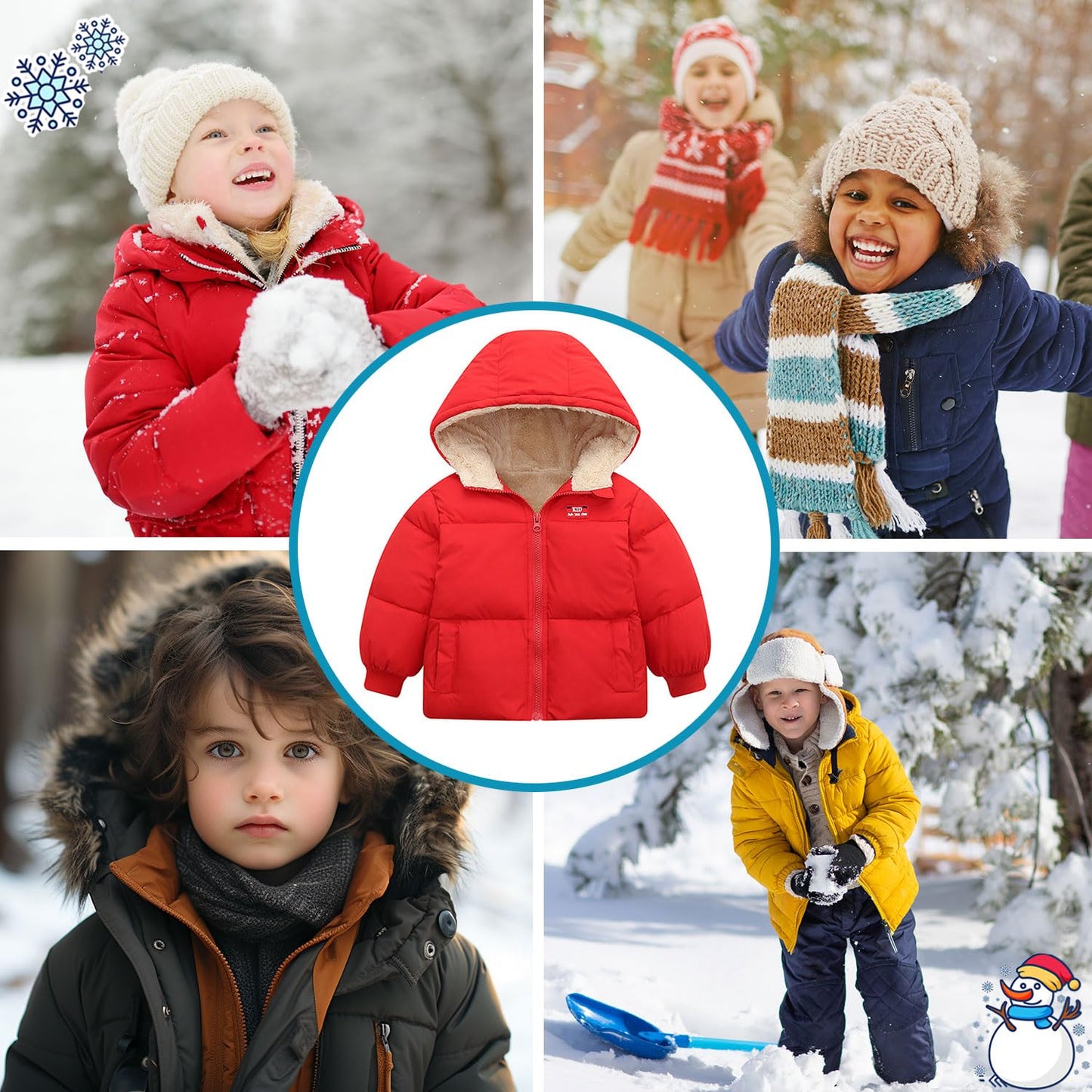 kids4ever Baby Winter Jacket Coat Zip Hooded Jacket Windproof Warm Fleece Outerwear Snowsuit with Two Pockets for Boys Girls 12 Months - 5 Years