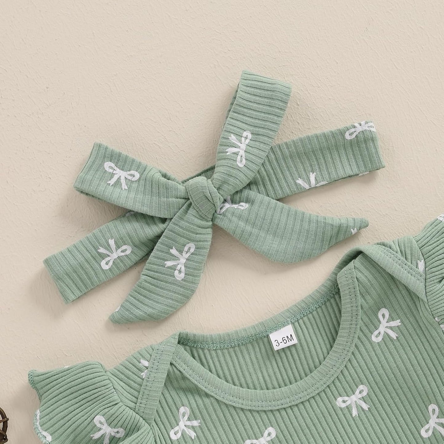 3tlg Baby Mädchen Sommer Kleidung Set Rüschen Kurzarm Strampler + Rüschen Shorts + Stirnband Babyset Weiche Neugeborene Ausgehen Outfit