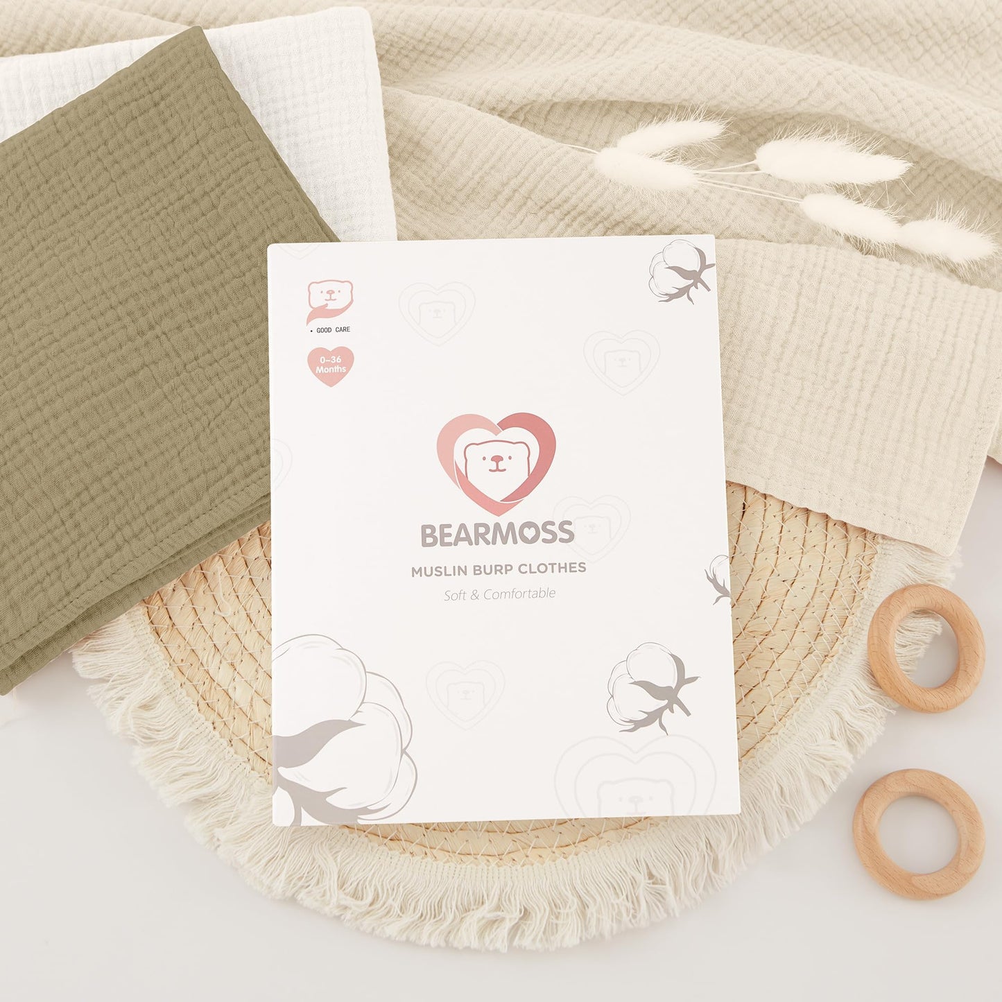 Bearmoss Moltontücher Baby 100% Baumwolle Weiche Spucktücher Baby,Atmungsaktiv und Extrem Saugfähig Musselin Tuch für Saugstark Mulltücher 6er 60x60 cm (Dinosaurier)