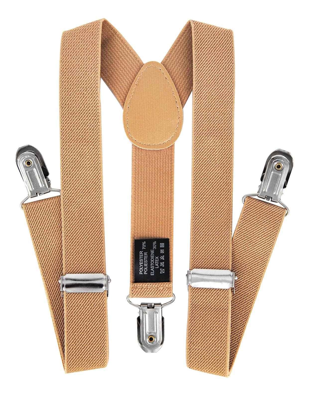 axy HTK25-1 Children's Boys Braces Y Shape Wide 2.5 cm with 3 Strong Clips Can be Combined with Bow Tie Plain Colours