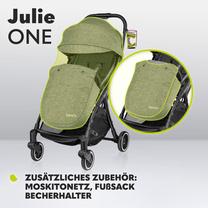 LIONELO Julie One Buggy Pushchair up to 22 kg, Adjustable Backrest and Footrest, Mosquito Net, Leg Warmer, Drink Holder and Transport Bag, Foldable