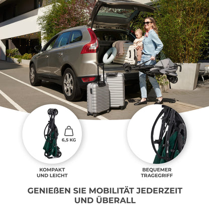 Kinderkraft TIK Kinderwagen, Liegebuggy, Sportwagen, Leicht - 6,5kg, Drehbare Vorderräder, Verstellbarer Griff, Stufenlose Einstellung der Rückenlehne, Schnelles Zusammenklappen, bis zu 17kg, Grün - Meloni2