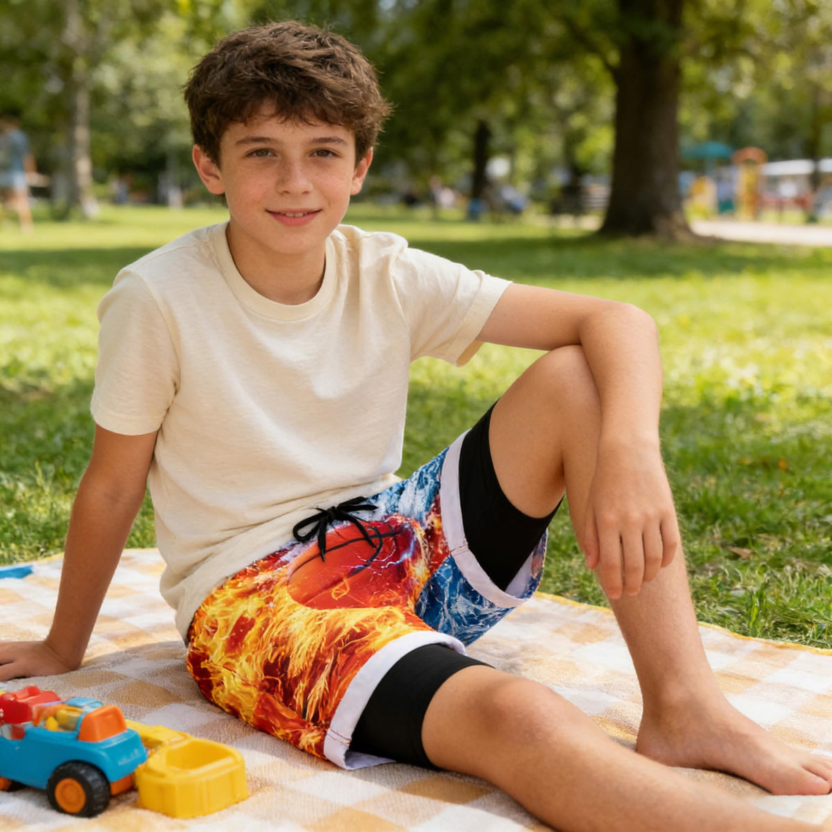 Fanient Badehose Jungen Schwimmshorts - 2 in 1 Badeshorts mit Kompression Liner für optimalen Komfort