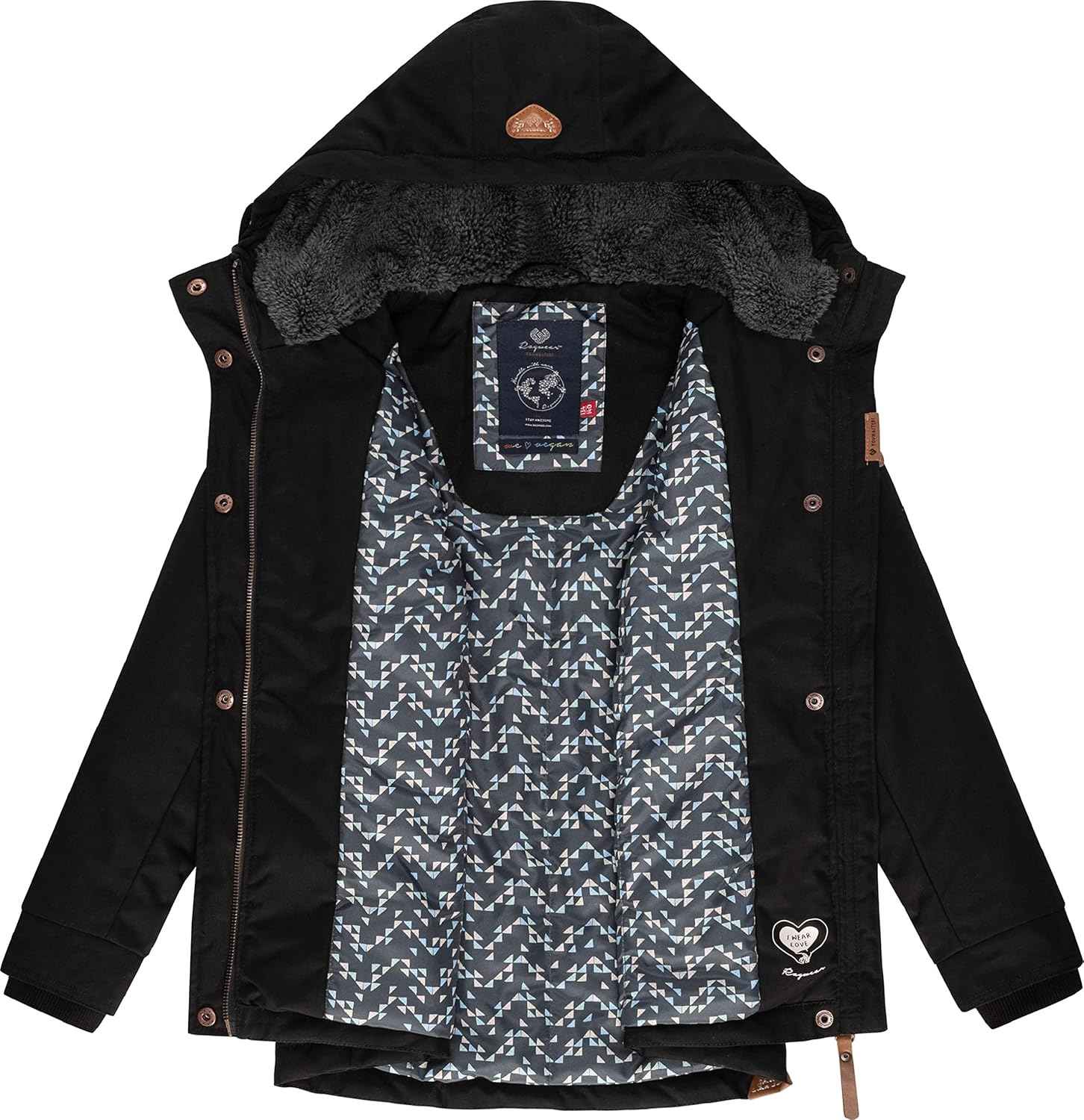 Ragwear Elvina Children's Girls' Winter Jacket Winter Coat Outdoor Jacket with Hood 128-152