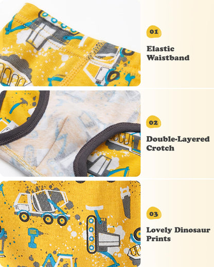 Domee Jungen Unterhosen Slip Unterwäsche Schlüpfer Baumwolle Dinosaurier-Druck 12er-Pack