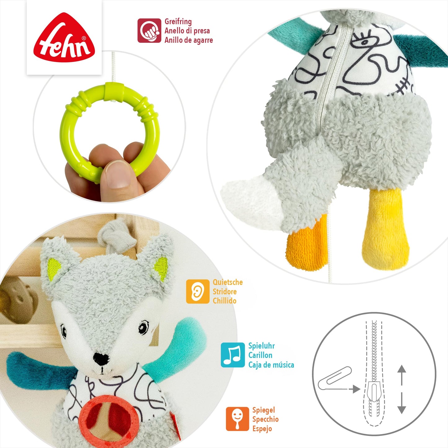 Fehn Mini-Spieluhr Otter – Kuscheltier & Einschlafhilfe: Aufzieh-Spieluhr mit sanfter Melodie Brahms Wiegenlied beruhigt in jeder Situation – für Babys und Kleinkinder ab 0+ Monaten
