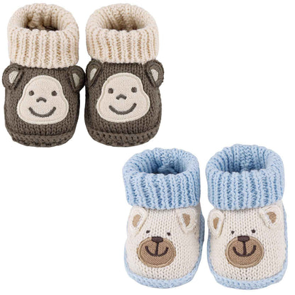 LACOFIA 2 Pairs Newborn Knitted Baby Shoes Soft Baby Boys Girls Ankle Boots 0-3 Months