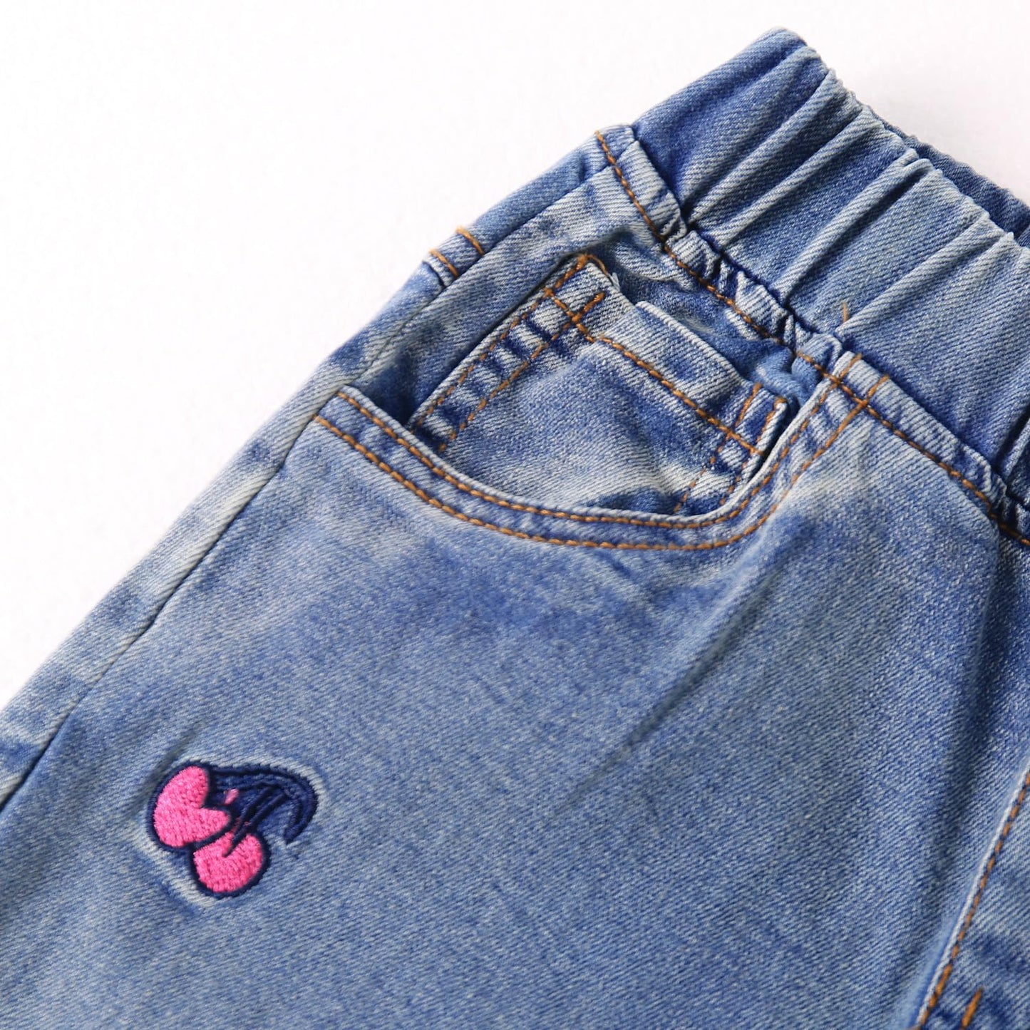 KIDSCOOL SPACE Girls Jeans Split Hem with RAL Edges Elastic Waist in High Elastic Wide Leg Denim Pants