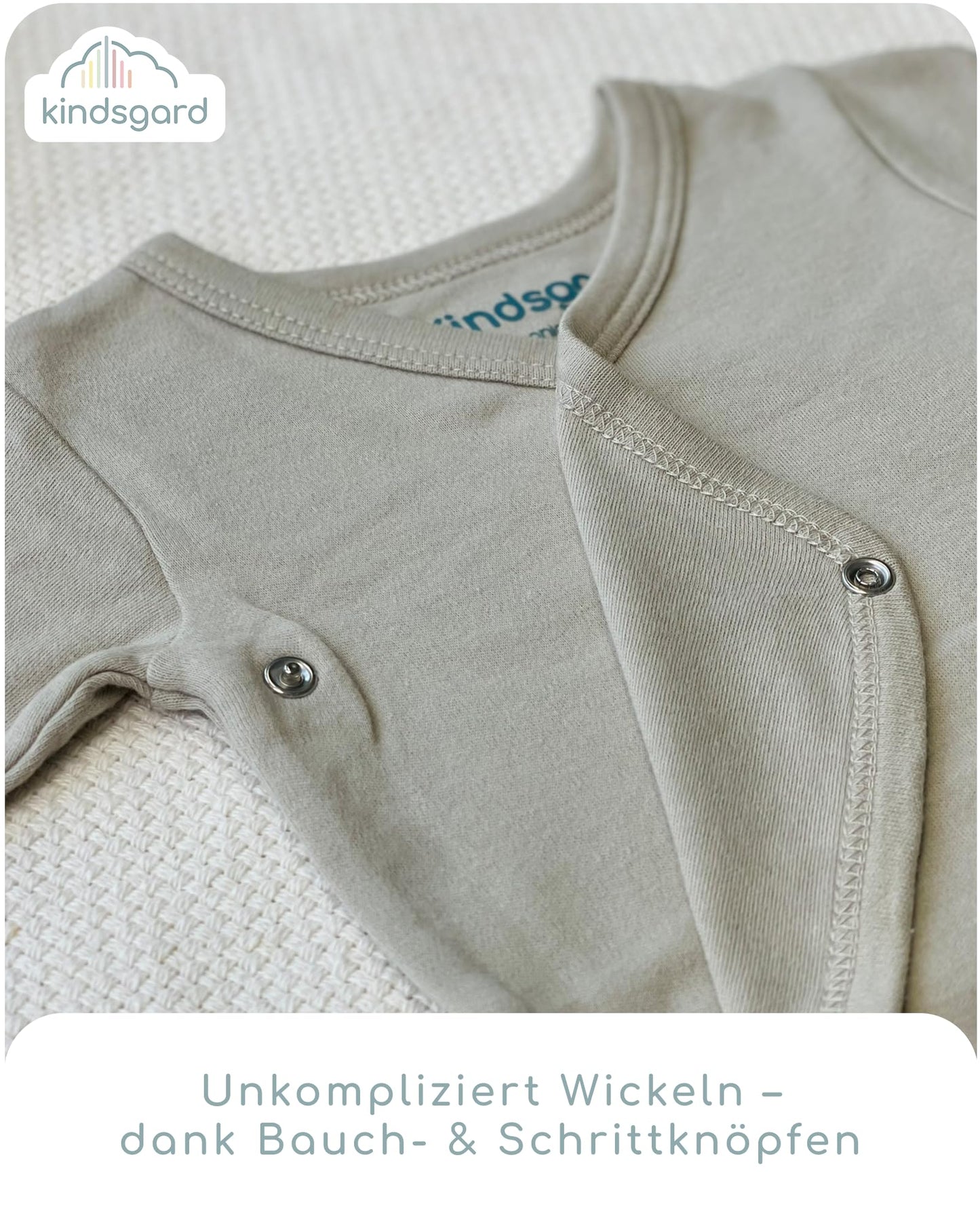 Kindsgard Baby Long-Sleeved Wrap Bodysuit Trunder - Soft and High-Quality 100% Organic Cotton