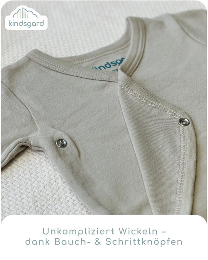 Kindsgard Baby Long-Sleeved Wrap Bodysuit Trunder - Soft and High-Quality 100% Organic Cotton