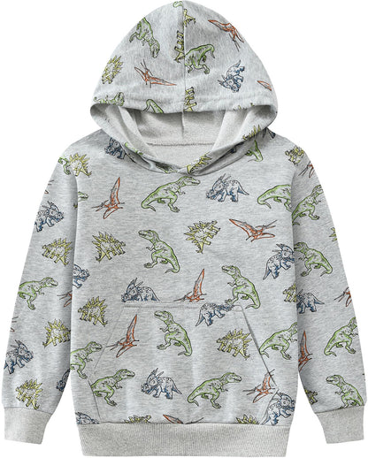 CM-Kid Hoodie Jungen Kapuzenpullover Langarm Bunt Kinder Sweatshirts Traktor Truck Dinosaurier Tops 1-7 Jahre Gr.92-134