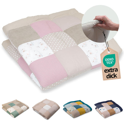 ULLENBOOM Krabbeldecke für Baby 100x100 cm, 100% OEKO-TEX Materialien, Made in EU, Dick & weich gepolstert, Sandblume - ideal als Babydecke, Laufgittereinlage & Spieldecke Baby - Meloni2