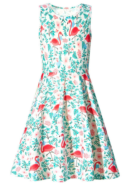 Mädchenkleid Schmetterling A-Linie Ärmelloses Sommerkleid Buntes Kleid 4-12 Jahre