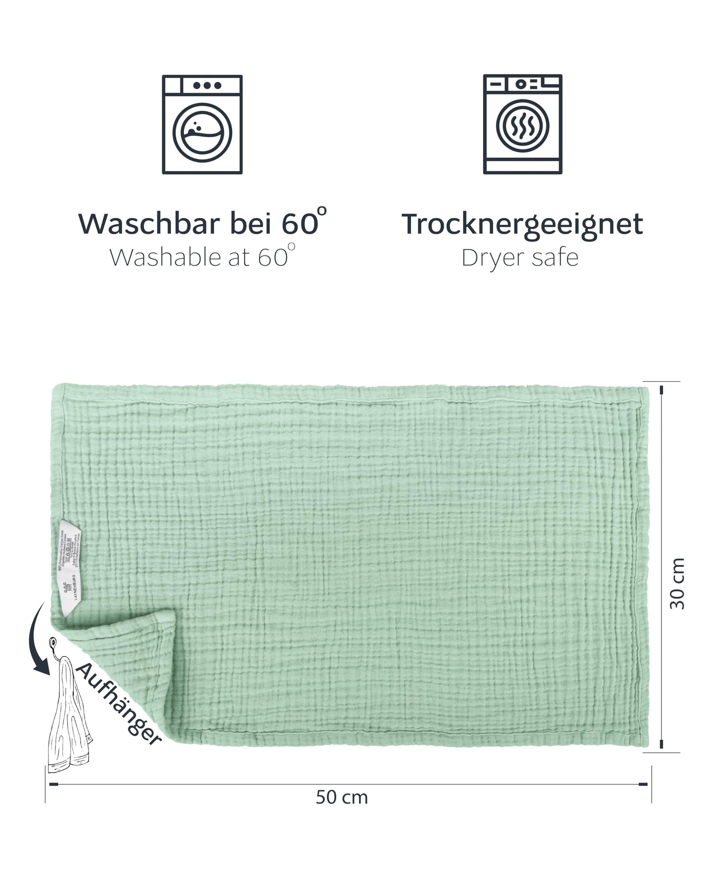 LAYNENBURG 10er-Set Premium Spucktücher Baby aus extra weichem Musselin - 100% Baumwolle - 30x50cm - Oeko Tex 100 - Musselin-tücher als Mulltücher, Mullwindeln oder Stoffwindeln (weiß)