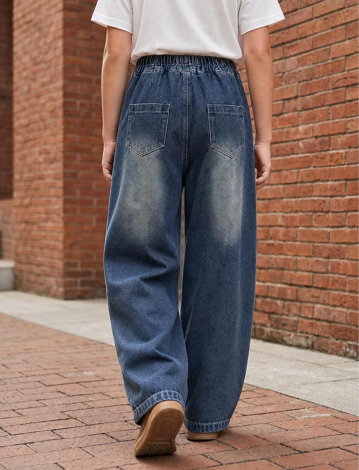 Baggy Jeans Jungen Weites Bein Gummibund Denim Jeanshosen Gr.120-170 | Baumwolle Lässige kinder Jeans Jungen Elastischer Freizeithose für 5-14 Jahren