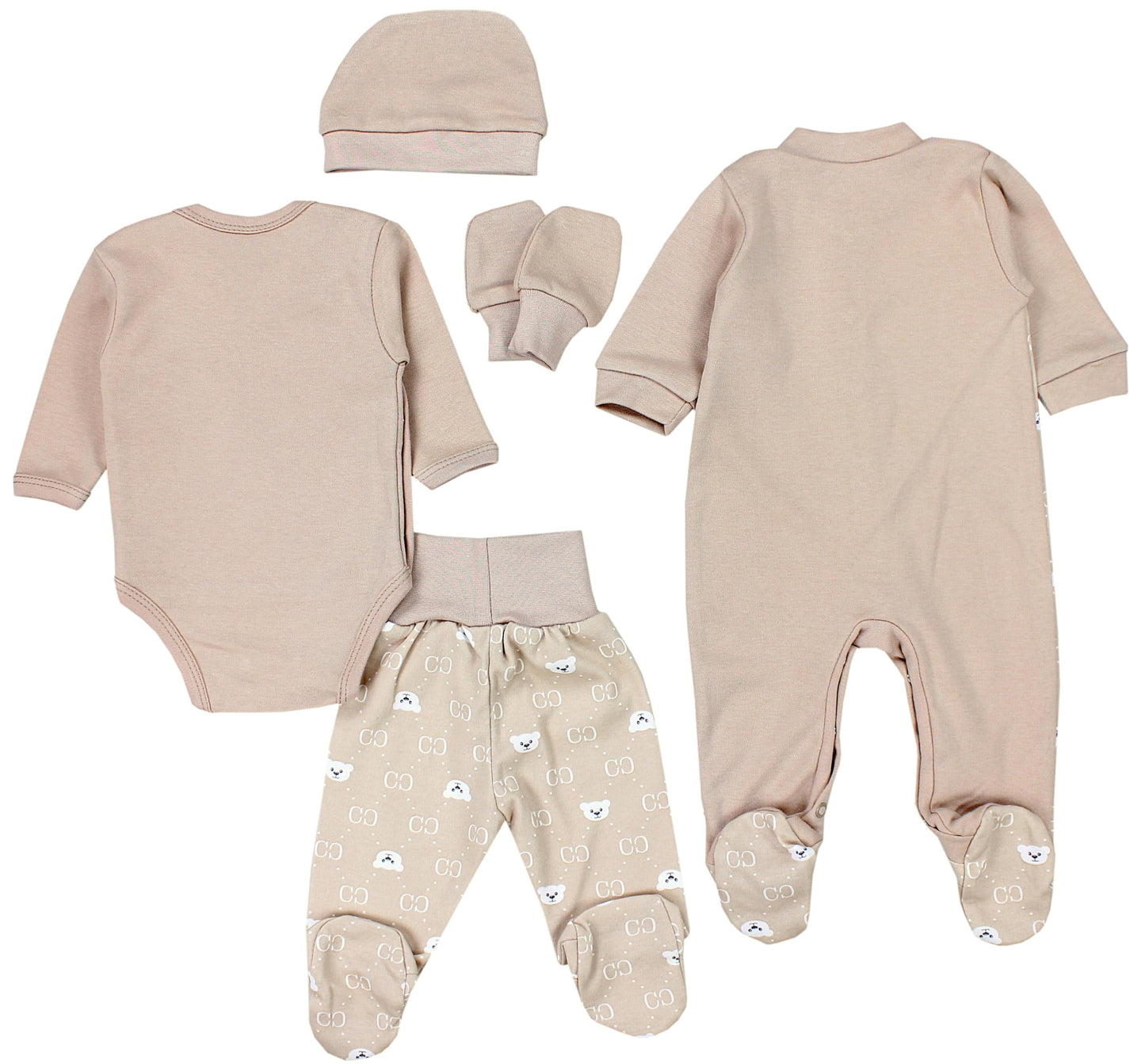 TupTam Baby Kleidung Set Jungen Langarm Bekleidung Neugeborene Füßlingen Hose Body Strampler Mütze 5 tlg