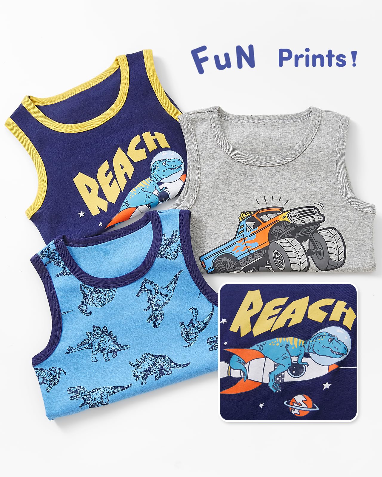 Adorel Jungen Unterhemden Baumwolle Ärmellos Tank Top Unterwäsche 3er-Pack