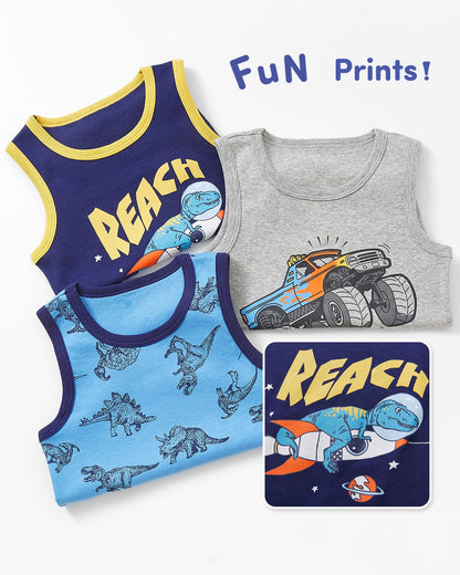 Adorel Jungen Unterhemden Baumwolle Ärmellos Tank Top Unterwäsche 3er-Pack
