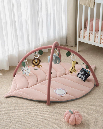 Blissful Diary Spielbogen Baby, Übergroßes Blattförmiges Spieldecke Baby Gym Activity Decke mit 6 Abnehmbare Spielzeuge, krabbeldecke Unverzichtbare Babygeschenke, Waldgrün