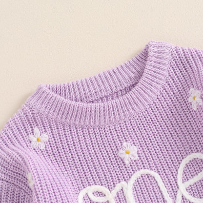L&ieserram Baby Mädchen Jungen 1. Geburtstag Gestrickt Pullover Jumper Langarm Strickpullover Pulli Kleinkinder Kleidung Outfit Knitted Sweater 1 Jahr