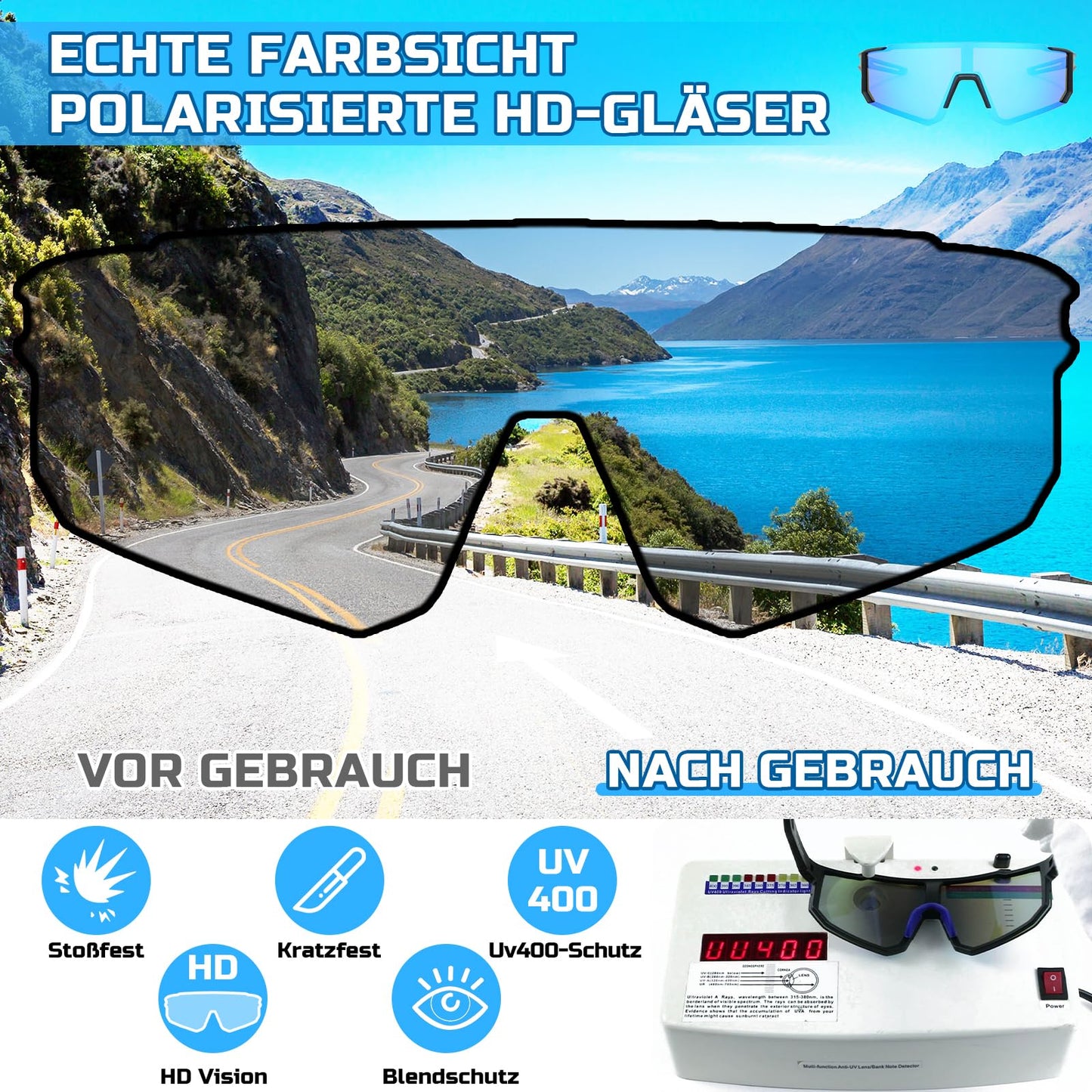 Rosedreamer Schnelle Brille Sport Sonnenbrille Herren Damen Polarisierte Sonnenbrille Fahrradbrille Laufbrille für MTB Rennrad Radfahren Biking Ski FahrradLaufen mit UV400 Schutzbrille