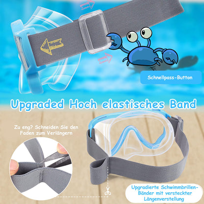 Vvinca Children's Diving Goggles with Fabric Band, Swimming Goggles Children for Years Boys Girls, Snorkel Mask Children 180° Panorama Anti-Leak Diving Mask Children for 3-13 Years