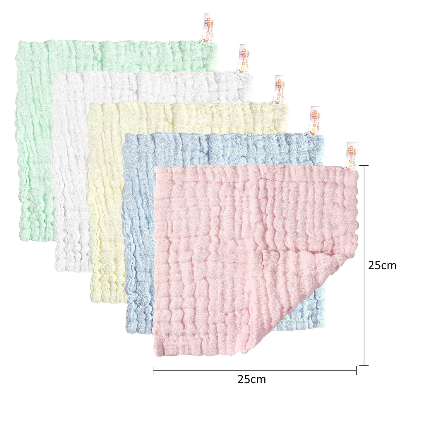 Koo-dib Baby Musselin Waschlappen Tuch Mullwindeln Spucktücher -Handtücher Weiche Neugeborene Gesichtstücher Saugfähig Junge Mädchen Sabberlätzchen 10 Stück 25x25 cm lätzchen