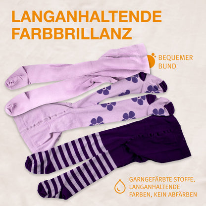 wellyou Children's Tights Girls & Boys - Set of 3 Baby Tights with Pattern - Colourful Cotton Tights Made of Oeko-Tex Certified Materials (Size 62-146)