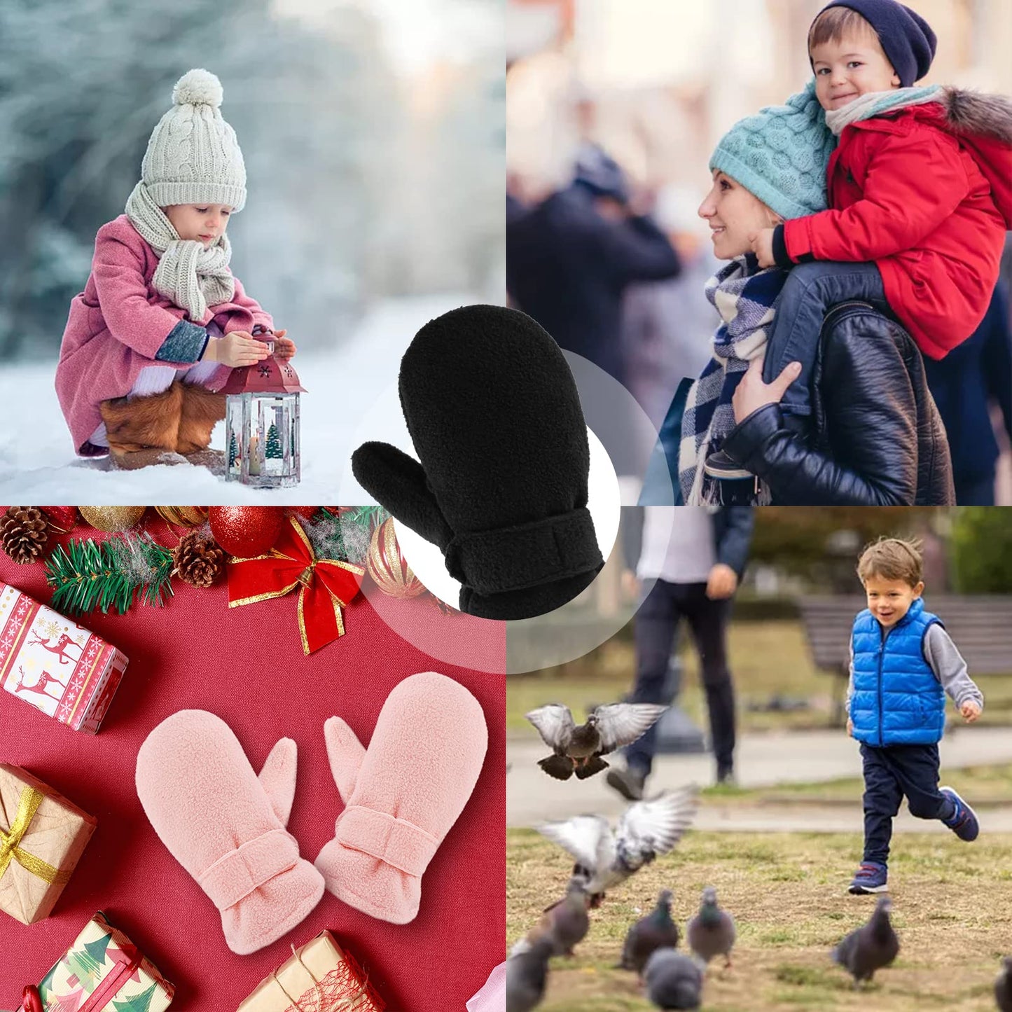 SEYUFN Baby Winter Gloves Fleece Lining Toddler Boys Warm Soft Baby Girls Adjustable Gloves Outdoor Gloves