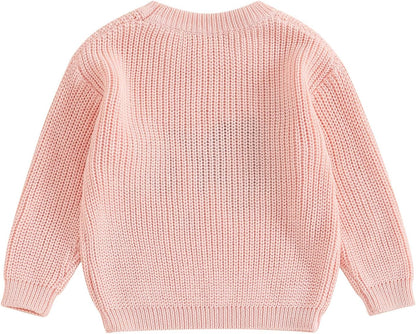 L&ieserram Baby Mädchen Jungen 1. Geburtstag Gestrickt Pullover Jumper Langarm Strickpullover Pulli Kleinkinder Kleidung Outfit Knitted Sweater 1 Jahr