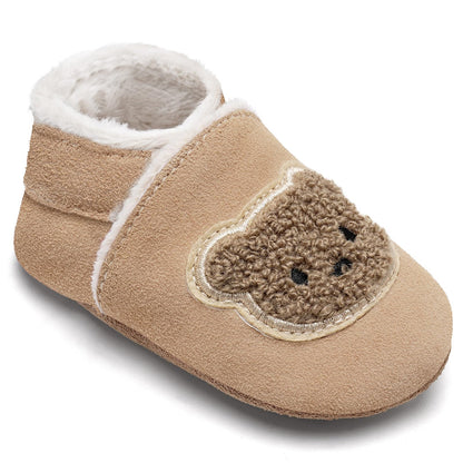 IceUnicorn Baby's Crawling Shoes, Winter First Walking Shoes, Baby Lined Leather Shoes, Soft Leather, Suede Soles, Leather Slippers