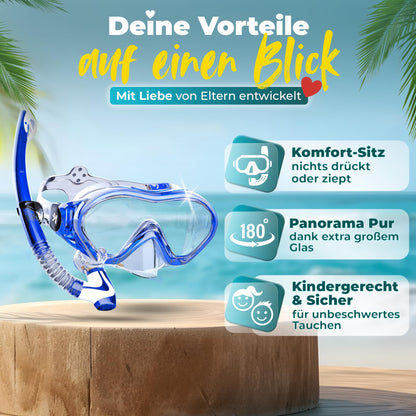 KIDVERSE Schnorchelset Kinder - Taucherbrille mit Schnorchel - Panorama Taucherbrille mit Nase - Kindertaucherbrille Alternative Schnorchelmaske