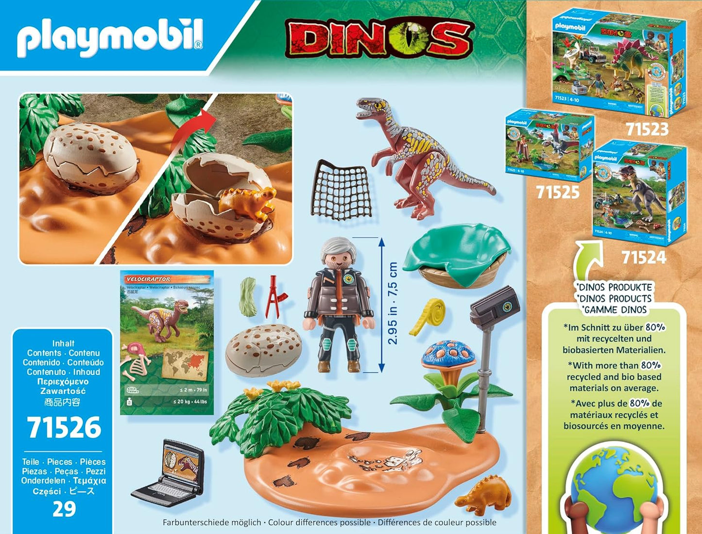 PLAYMOBIL | Dinos | Stegosaurus-Nest mit Eierdieb | nachhaltiges Spielzeug für Kinder ab 4 Jahren | 71526