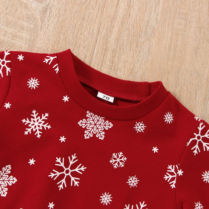Baby Boys Girls Outfit Snow Sweatshirt + Trousers Two Piece Set Christmas New Year Baby Newborn Clothing