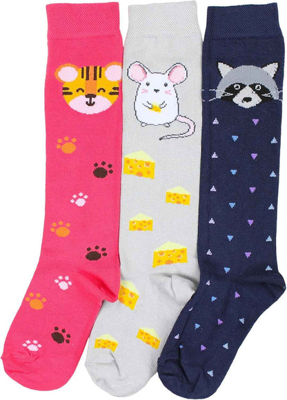 TupTam Girls' Knee-Length Socks, Patterned, Pack of 3