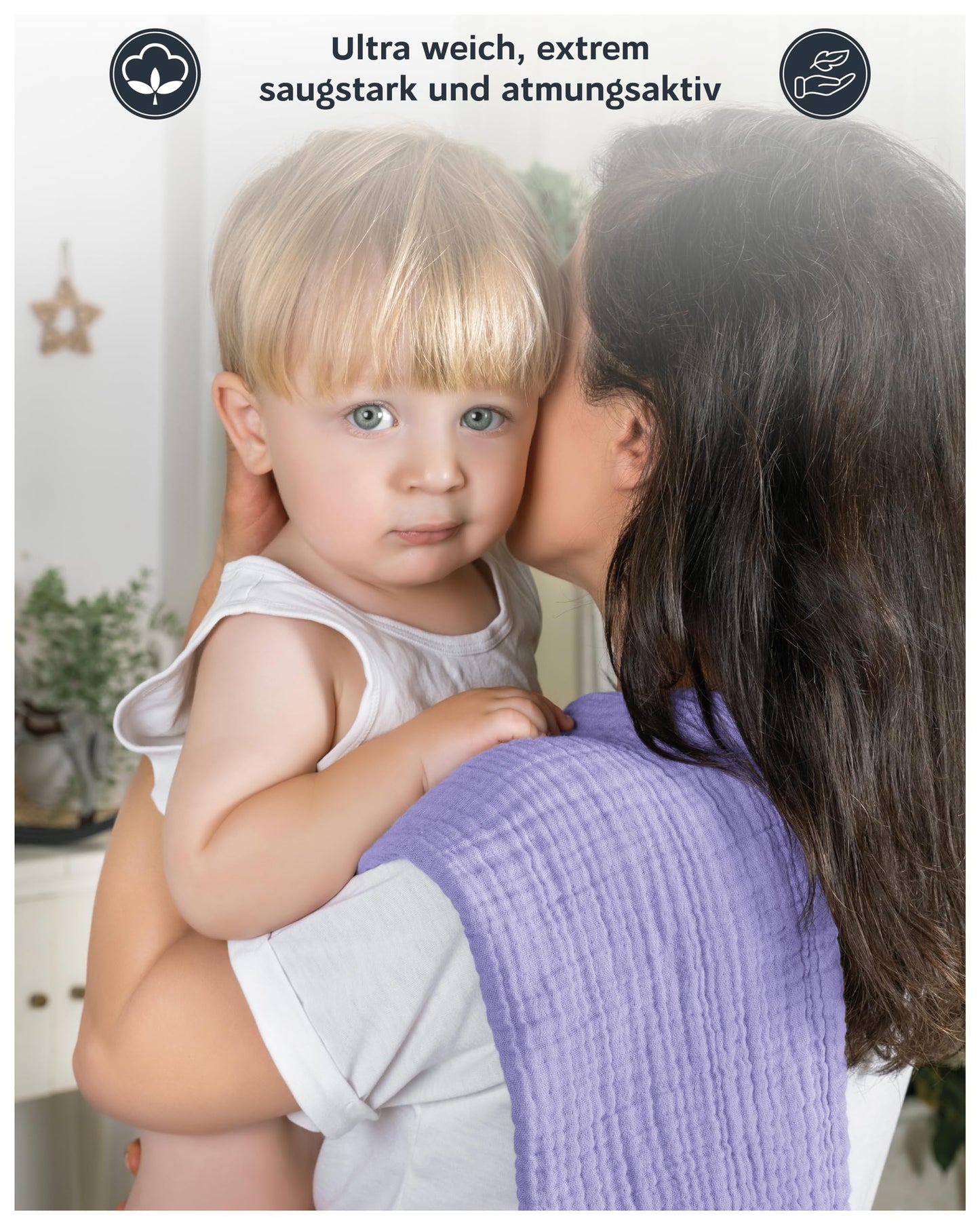 LAYNENBURG 10er-Set Premium Spucktücher Baby aus extra weichem Musselin - 100% Baumwolle - 30x50cm - Oeko Tex 100 - Musselin-tücher als Mulltücher, Mullwindeln oder Stoffwindeln (weiß)