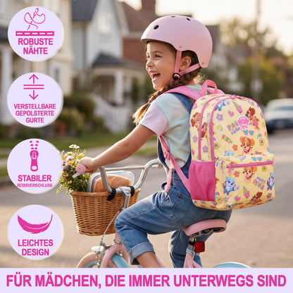 Rucksack Mädchen, Verstellbarer Reisetasche für Schule und Reise, Gepolsterte Schulrucksack mit Zwei Schlüsselanhänger, Geschenke für Kinder (Multi Squishmallows)