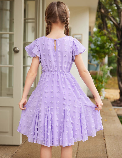 Flypigs Kleid Mädchen Festlich Hochzeit Party Kurzarm Sommer Freizeitkleid Prinzessin Chiffon Kleider Kinder Teenager Kleidung 3-12 Jahre