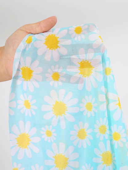 JiAmy Mädchen EIN Stück Badeanzug mit Rüschenrock Sommer Strand Badeanzug Daisy Floral Mädchen Bademode für 8-12 Jahre (120-160cm)