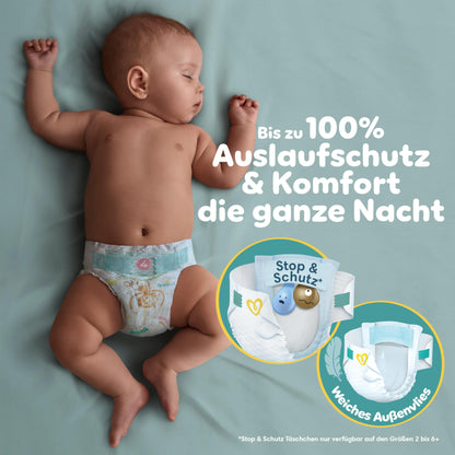 Pampers Baby-Dry Size 3, 222 Nappies, 6 kg - 10 kg, Up to 100% Leak Protection & Comfort All Night