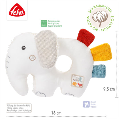 Fehn Baby Ring Greifling Lama - Kuscheltier Babyspielzeug mit Rassel - Motorikspielzeug für das spielerische Lernen - Plüschtier als Einschlafhilfe - Spielzeug für Babys & Kleinkinder ab 0+ Monaten