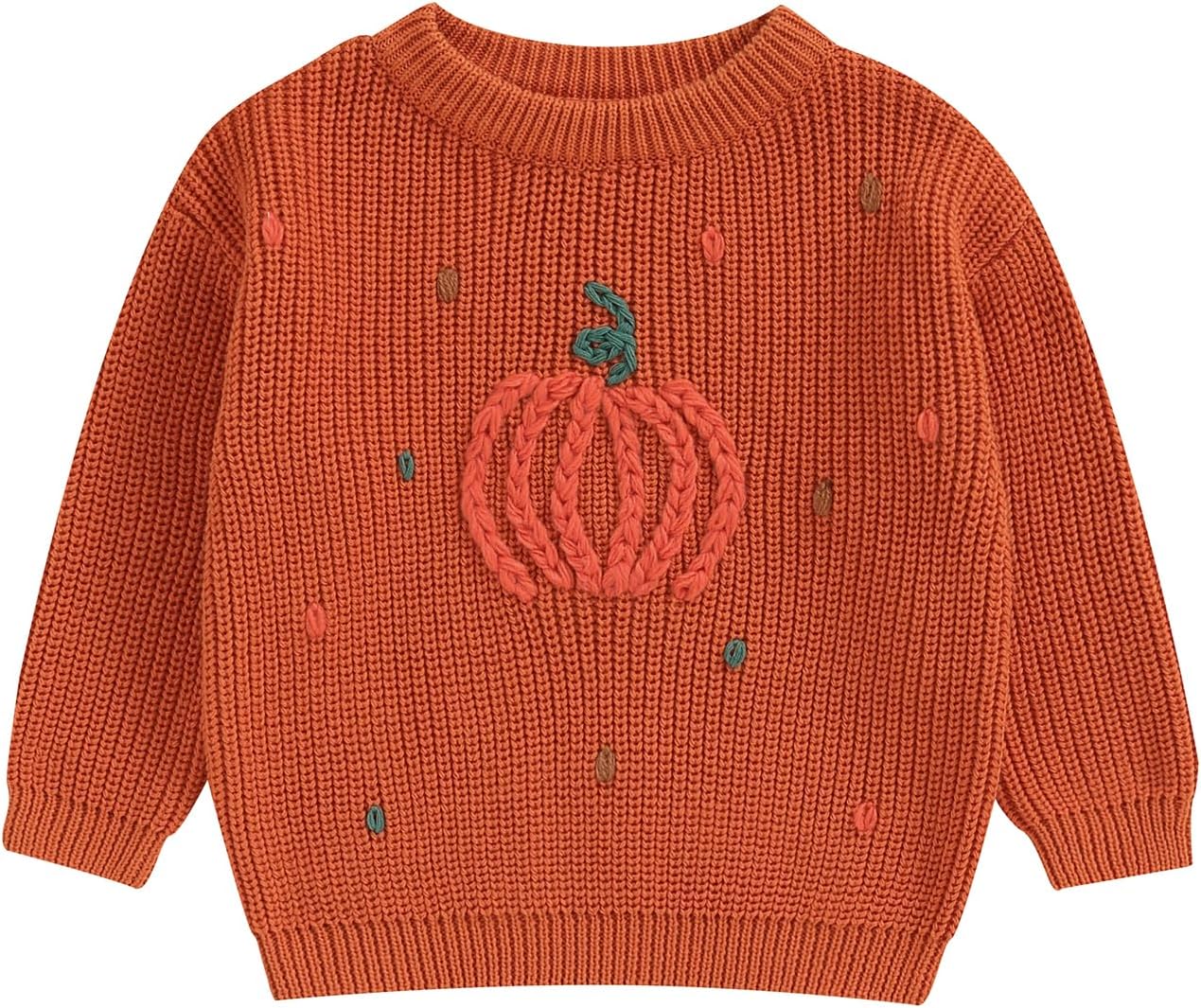 Yassiglia Baby Halloween Strickpullover Kleinkinder Kürbis/Geist Sweatshirt Langarm Rundhals Gestrickter Pullover Neugeborenes Baby My First Halloween Outfit